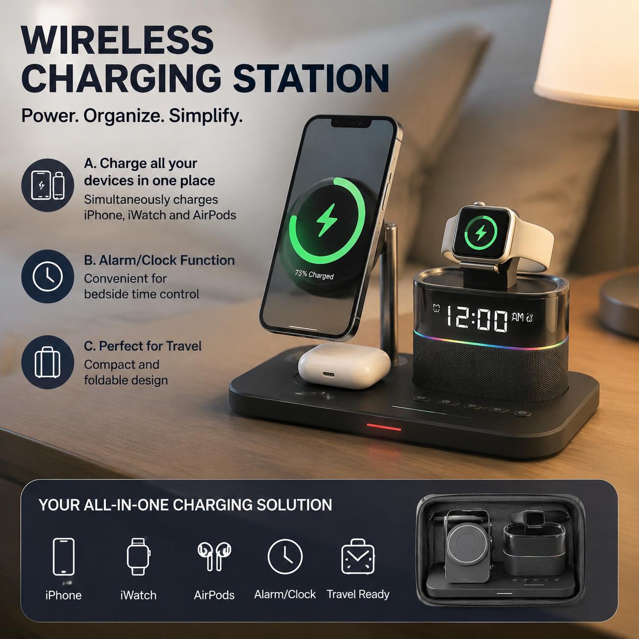 Desk Setup Home - Estación de Carga Inalámbrica Magnética para