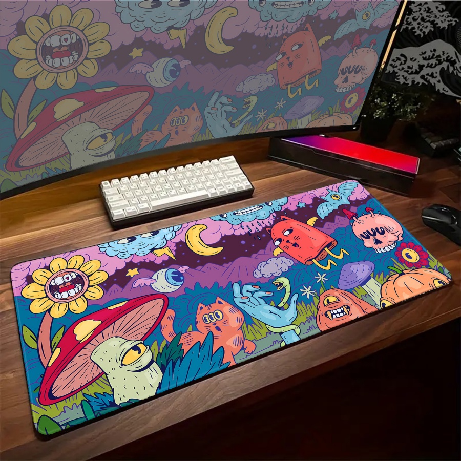 Desk Setup With Plants - Alfombrilla de ratón con diseño de
