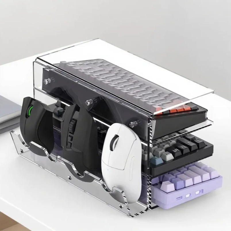Desk Setup Home - Soporte para teclado, estante de almacenamiento