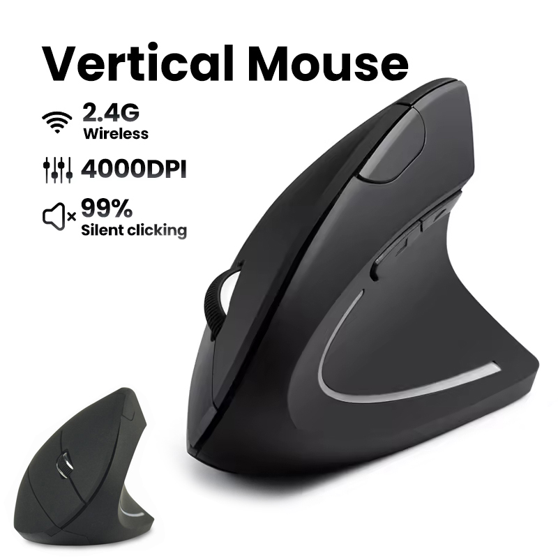 Desk Setup For Work - Ratón Inalámbrico Ergonómico de 1600 DPI