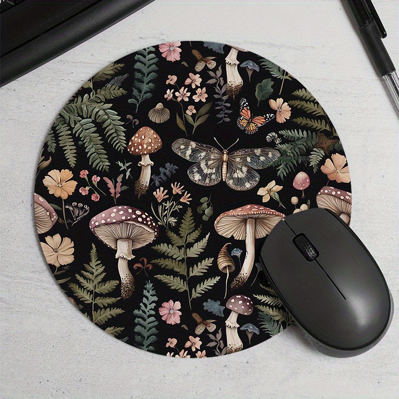Desk Setup With Plants - Alfombrilla de ratón redonda con diseño