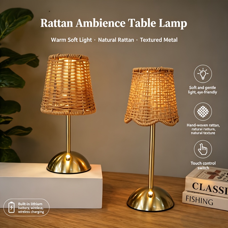 Lámpara de Mesa de Ratán Tejid - Desk Setup Room reseña y precio