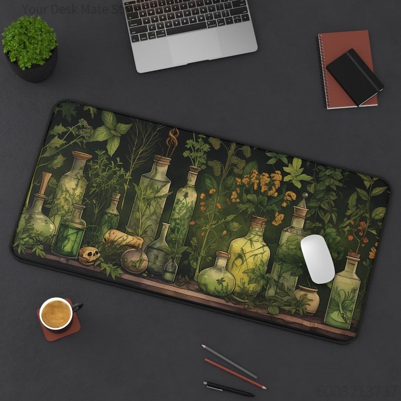 Alfombrilla de escritorio verd - Desk Setup With Plants reseña y precio