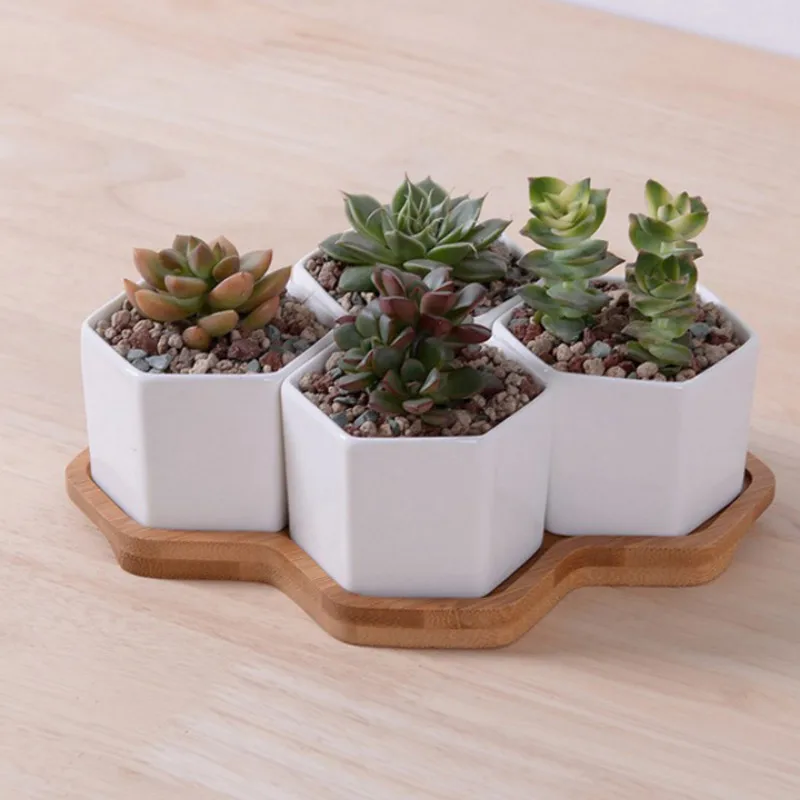 Juego de macetas hexagonales d - Desk Setup White reseña y precio