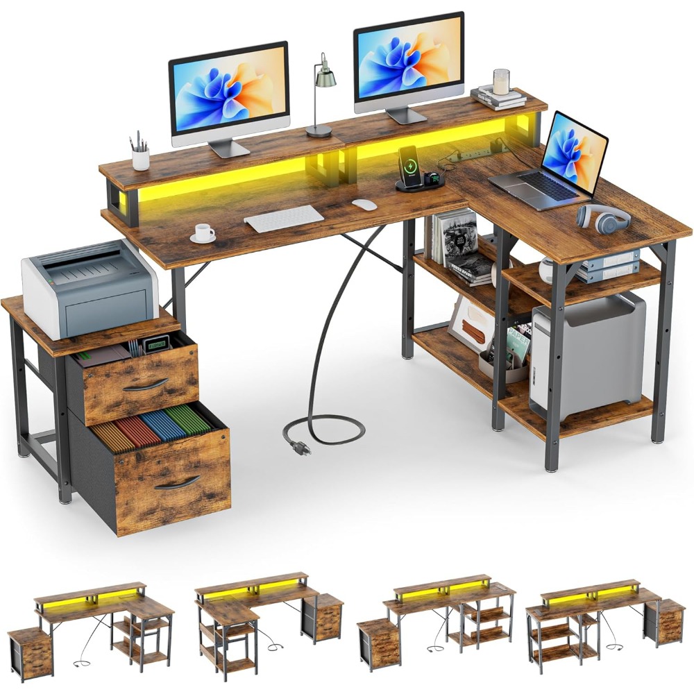 Escritorio de Oficina con Cajo - Desk Setup L Shaped reseña y precio