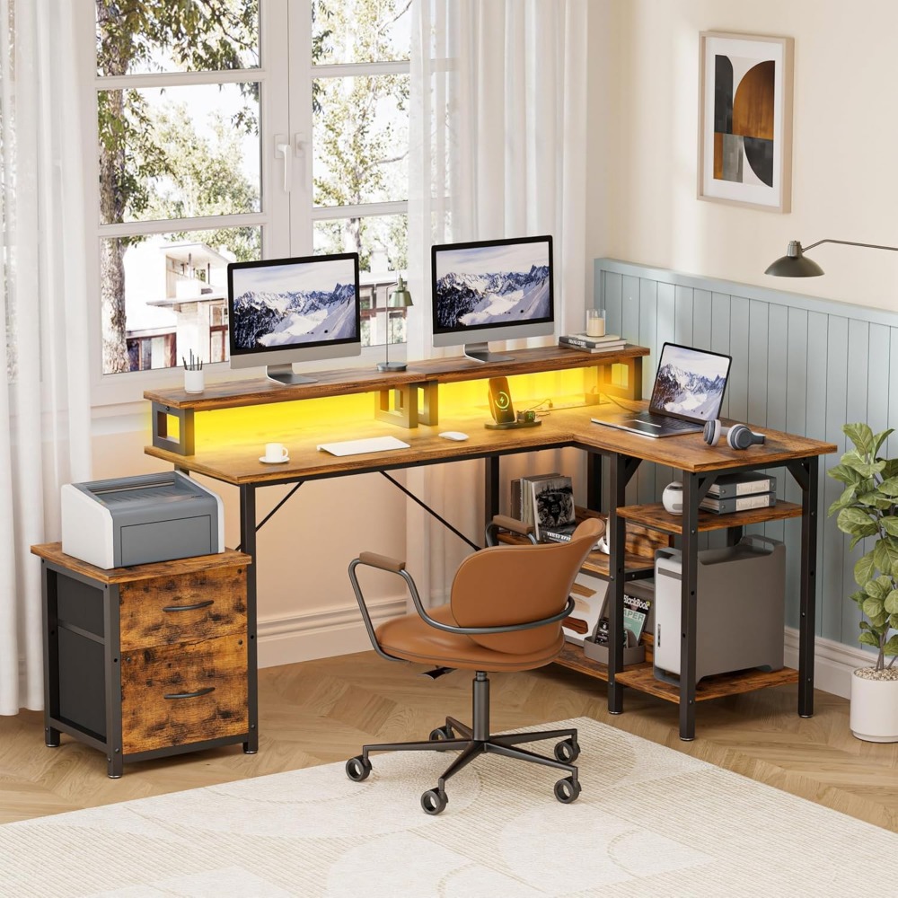 Escritorio de Oficina con Cajo - Desk Setup L Shaped reseña y precio