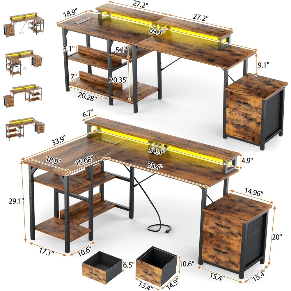 Escritorio de Oficina con Cajo - Desk Setup L Shaped reseña y precio