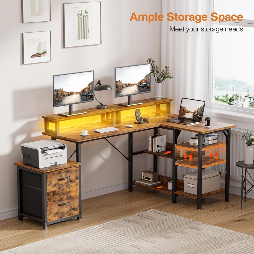 Escritorio de Oficina con Cajo - Desk Setup L Shaped reseña y precio